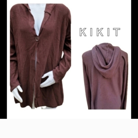 Kikit Plus‎ Size Brown hooded sweater 1X - Picture 9 of 12